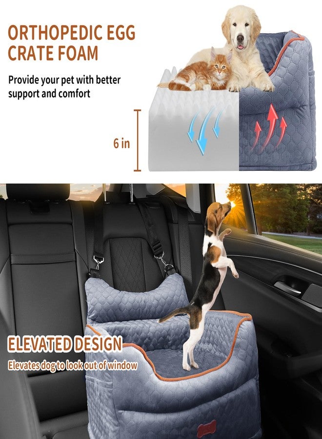 EUHAMS Dog Car Seat - Memory Foam Dog Booster Seat for Small Dogs Up to 25lbs-Elevated Pet Car Seat with Storage Pockets and Dog Seat Belt-Soft Pet Travel Bed for Front & Back Seats-Removable Washable-Grey - Image 2